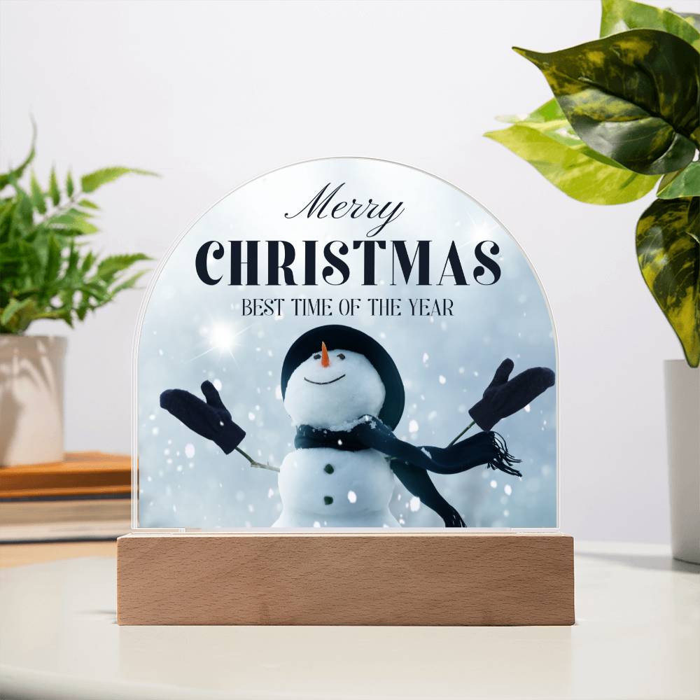 Amazing Snowman Merry Christmas Acrylic Dome Style Plaque