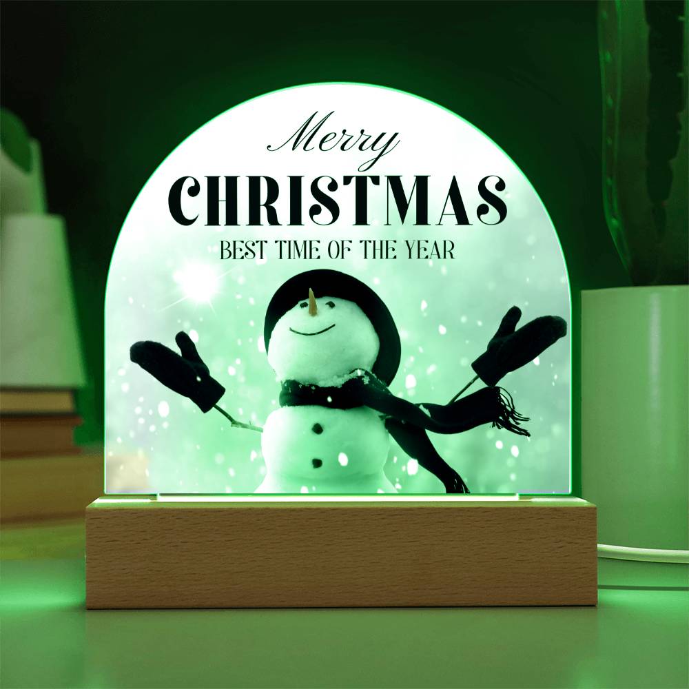 Amazing Snowman Merry Christmas Acrylic Dome Style Plaque
